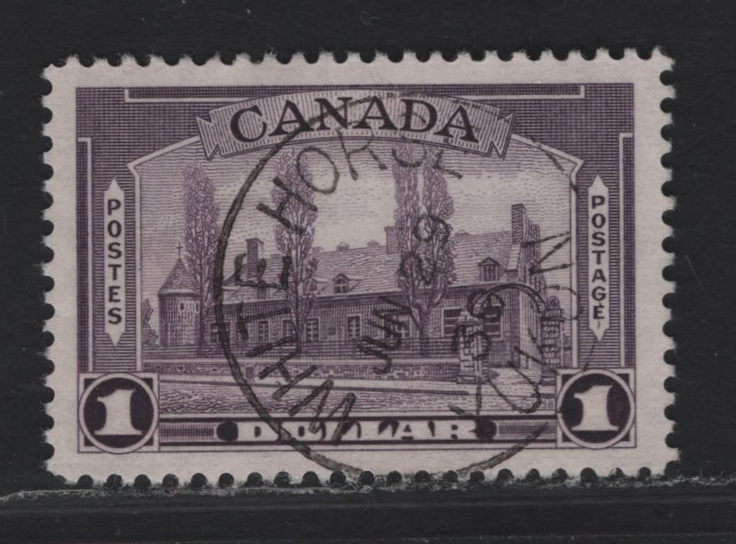 Lot 334 (C) Canada #245 $1 Deep Reddish Violet Chateau De Ramezay, 1938 Pictorial Issue, A Very Fine Used Single On Paper CBN-L, Perf 12, With SON June 29, 1939
