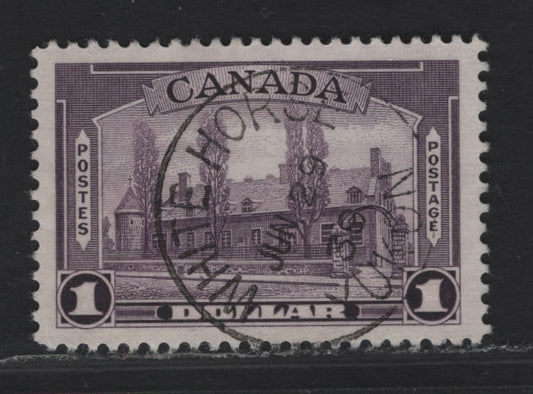 Lot 334 (C) Canada #245 $1 Deep Reddish Violet Chateau De Ramezay, 1938 Pictorial Issue, A Very Fine Used Single On Paper CBN-L, Perf 12, With SON June 29, 1939