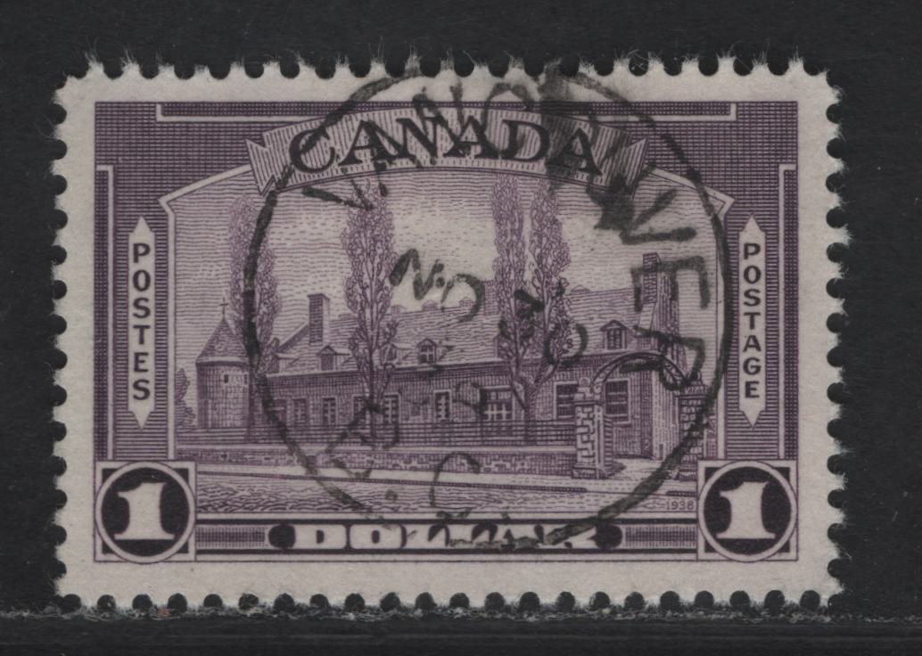 Lot 335 (C) Canada #245 $1 Dull Violet Chateau De Ramezay, 1938 Pictorial Issue, A Very Fine Used Single On Paper Type CBN-U, Perf 12, With SON November 30, 1938 Vancouver CDS Cancel