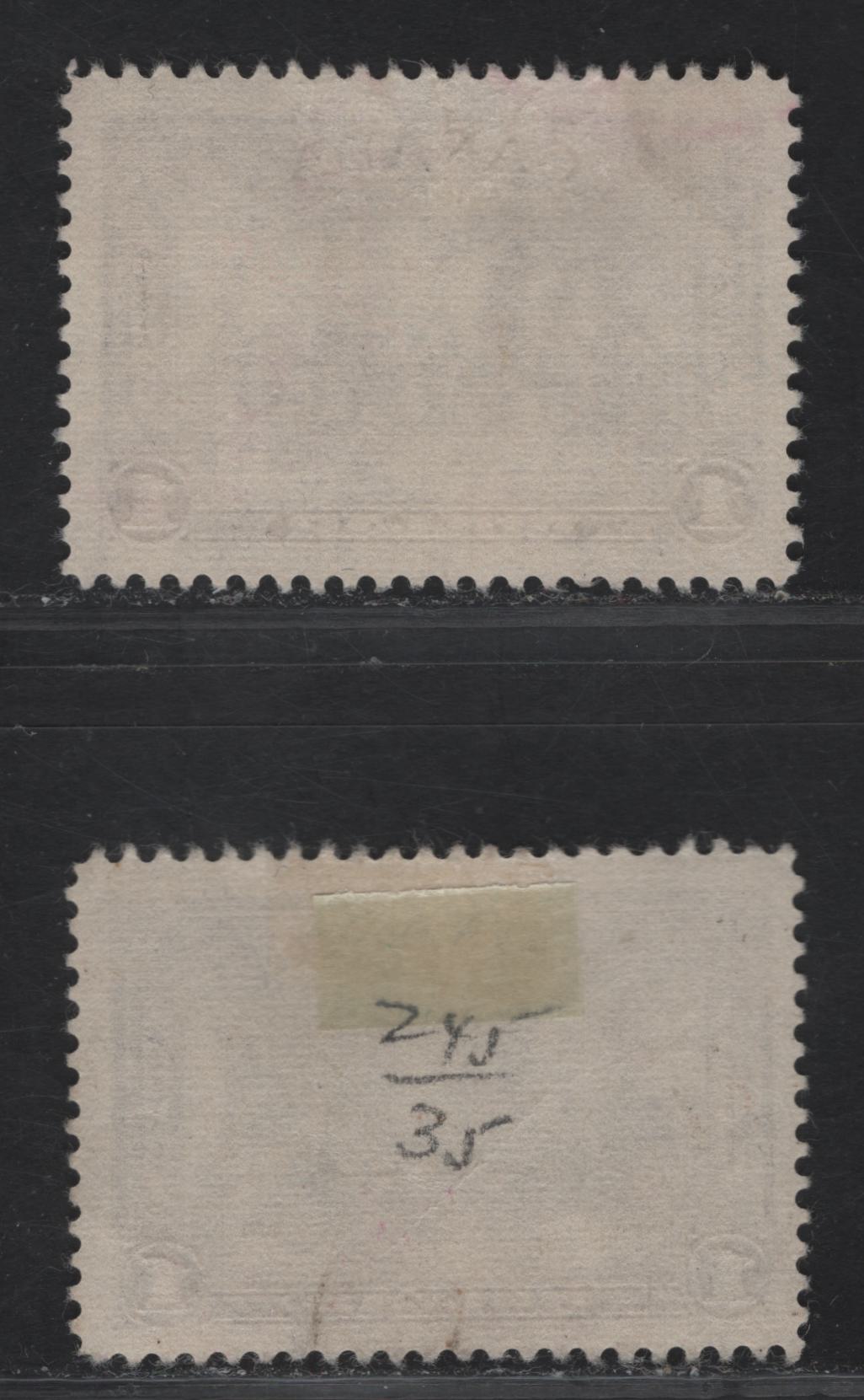 Lot 337 Canada #245 $1 Deep Reddish Violet & Dull Violet Chateau De Ramezay, 1938 Pictorial Issue, 2 F & VF Used Singles On Paper Type CBN-S, Perf 12x11.9 & 12.1x11.9