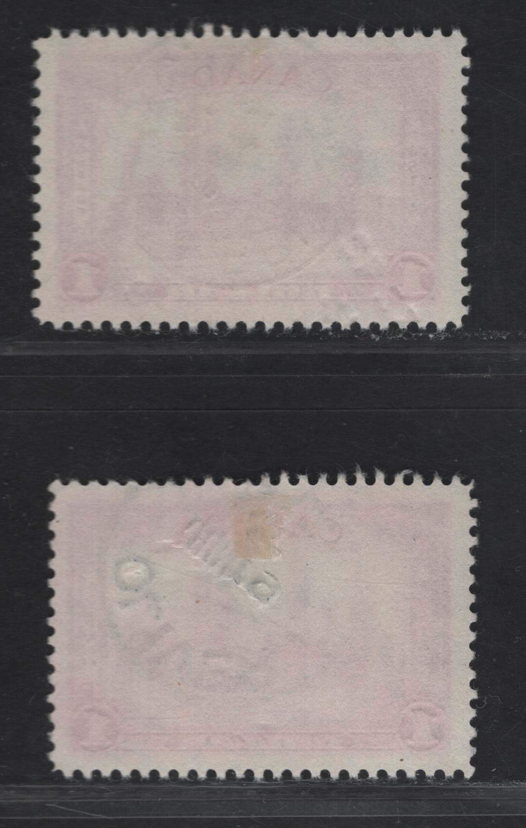 Lot 340 (C) Canada #245i $1 Deep Reddish Aniline Violet & Dull Aniline Violet Chateau De Ramezay, 1938 Pictorial Issue, 2 Very Fine Used Singles On Paper Type CBN-V, Perf 12, With Sept. 27, 1941 Eburne BC & June 19, 1841 Oliver BC Cancels