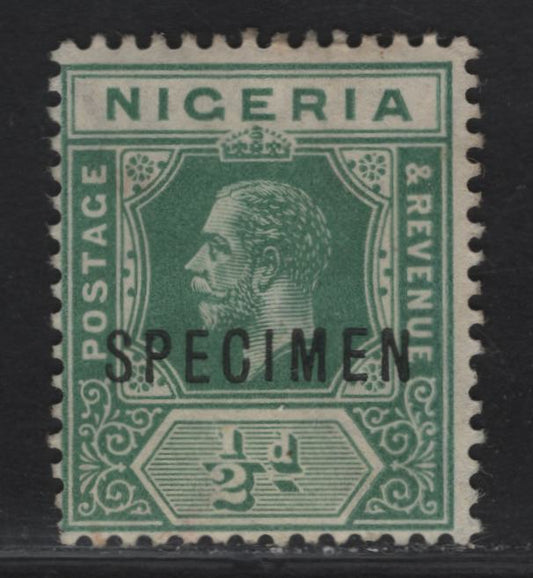 Lot 37 Nigeria SG#1s 1/2d - 6d Green King George V, 1914-1929 KGV Imperium Keyplate Issue, A Fine Unused Single, Specimen Overprint, Die 1, No Gum, As Often With These They Were Pasted Into Sample Books, Distributed To UPU Members, Less Than 400 Issued.