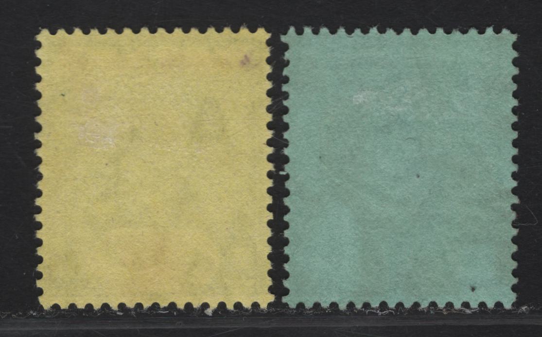 Lot 4 Cayman Islands #46, 48 4d Black & Red On Yellow And 1/- Black On Green, 1912-1920 King George V Imperium Keyplate Issue With Wmk Multiple Crown CA, 2 Very Fine Used Singles