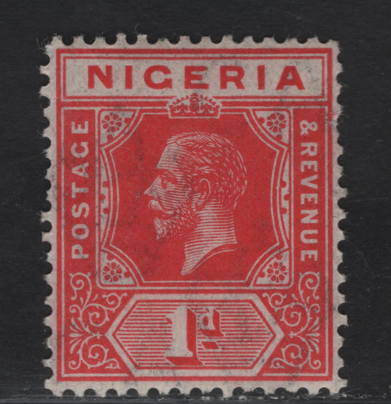 Lot 45 Nigeria SG#2 1d Scarlet King George V, 1914-1929 KGV Imperium Keyplate Issue, A VFNH Single, Multiple Crown CA Wmk, Smooth, Yellowish Gum With Transparent Wmk