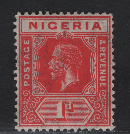 Lot 45 Nigeria SG#2 1d Scarlet King George V, 1914-1929 KGV Imperium Keyplate Issue, A VFNH Single, Multiple Crown CA Wmk, Smooth, Yellowish Gum With Transparent Wmk