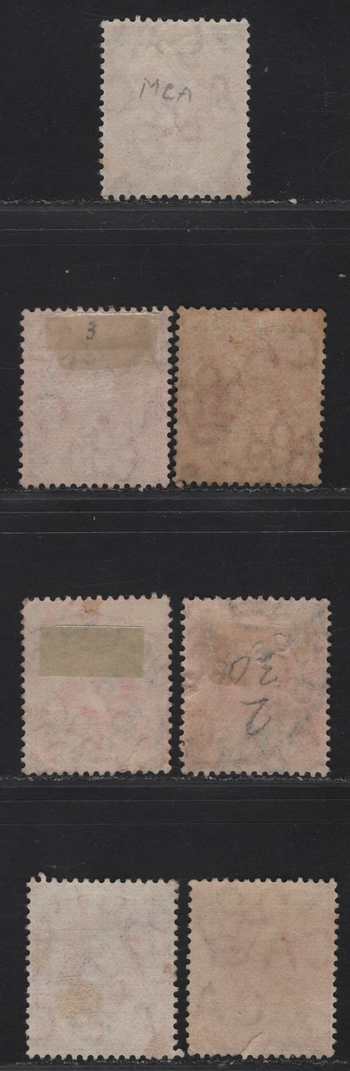 Lot 49 Nigeria SG#2, 2a 1d Carmine Red King George V, 1914-1929 KGV Imperium Keyplate Issue, Wmk Multiple Crown CA, 7 Fine/Very Fine Used Singles, Better Cancellations