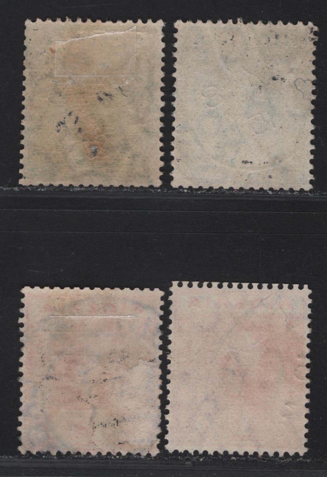 Lot 52 Nigeria SG#1, 2var 1/2d - 1d Green - Scarlet King George V, 1914-1929 KGV Imperium Keyplate Issue, Wmk Multiple Crown CA, 4 Fine/Very Fine Used Booklet Singles, Much Scarcer Than Sheet Stamps