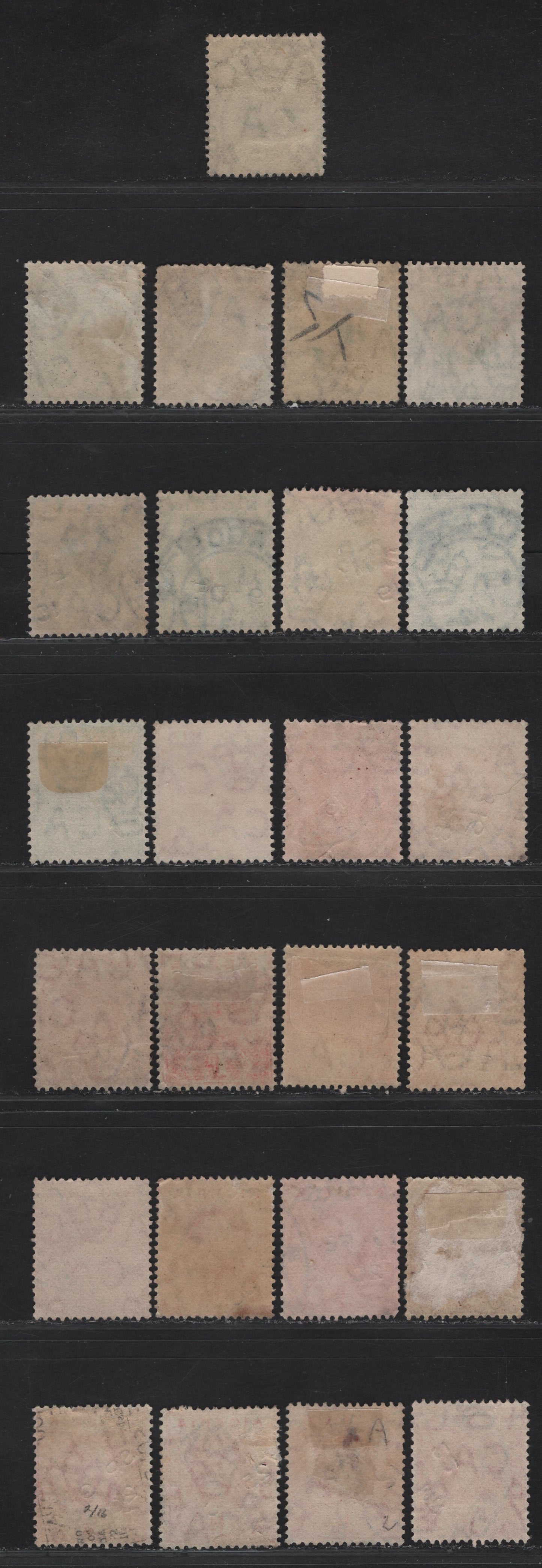 Lot 55 Nigeria SG#1, 2-2a 1/2d - 1d Green - Carmine Red King George V, 1914-1929 KGV Imperium Keyplate Issue, Wmk Multiple Crown CA, 25 Fine/Very Fine Used Singles, Dated Examples Which Shows The Progression Of The Shades On Each Stamp