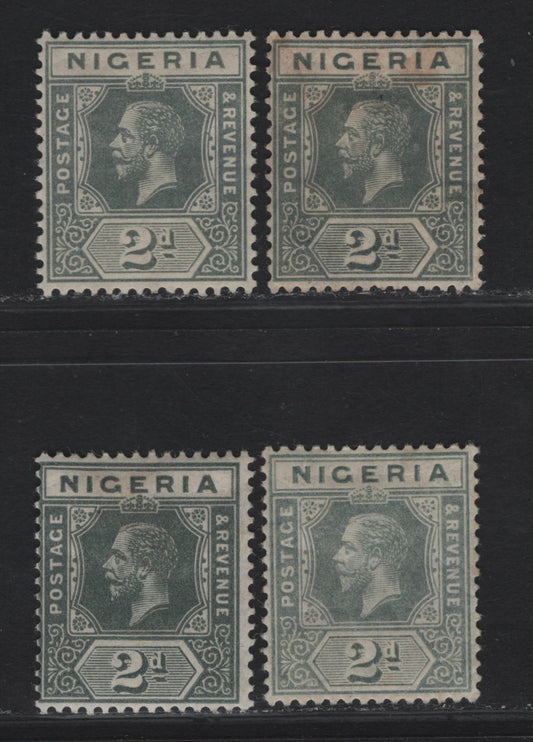 Lot 59 Nigeria #3, 3a 2d Grey, Deep Grey & Slate Grey, 1914-1929 King George V Imperium Keyplate Issue, Wmk Multiple Crown CA, 4 F & VF OG Singles Four Different Printings Of This Value - Including Two Different Papers Of The Deep Grey
