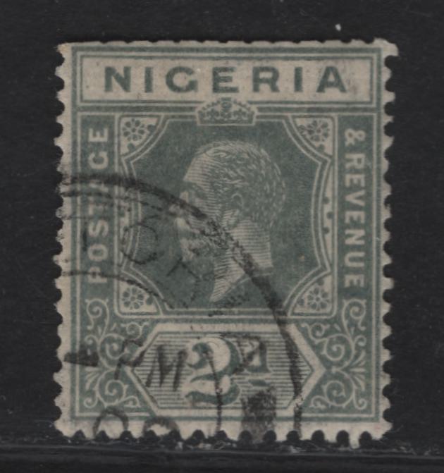 Lot 60 Nigeria #3var 2d Deep Grey, 1914-1929 King George V Imperium Keyplate Issue, Wmk Multiple Crown CA, A Very Fine Used Booklet Single From Either SB2 Or SB3