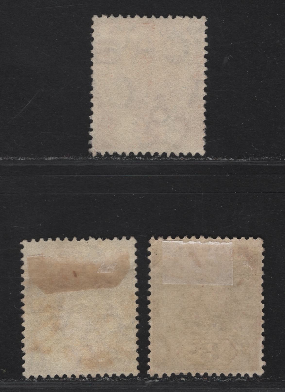 Lot 78 Nigeria #5 3d Pale Purple, Purple, Chocolate & Dull Purple, 1914-1929 King George V Imperium Keyplate Issue, Wmk Multiple Crown CA, 3 VF Used Singles On Pale Yellow Paper With White Back