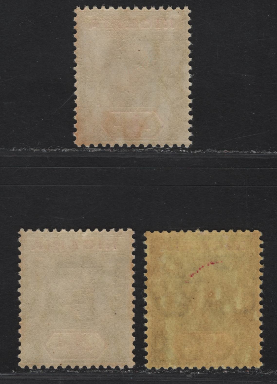 Lot 89 Nigeria #6, 6d 4d Grey & Red, Deep Grey & Deep Red, Grey Back & Bright Red, 1914-29 King George V Imperium Keyplate Issue, Wmk Multiple Crown CA, 3 F & VF NH Singles On Yellow paper With White Back & On Thick Deep Yellow Paper