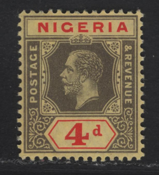 Lot 93 Nigeria SG#6a 4d Gray Black & Red King George V, 1914-1929 KGV Imperium Keyplate Issue, Wmk Multiple Crown CA, A VFNH Single, Yellow Paper With Lemon Back