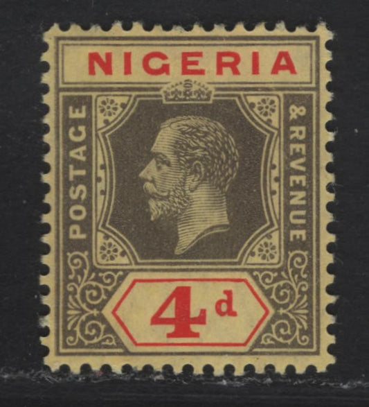 Lot 93 Nigeria SG#6a 4d Gray Black & Red King George V, 1914-1929 KGV Imperium Keyplate Issue, Wmk Multiple Crown CA, A VFNH Single, Yellow Paper With Lemon Back