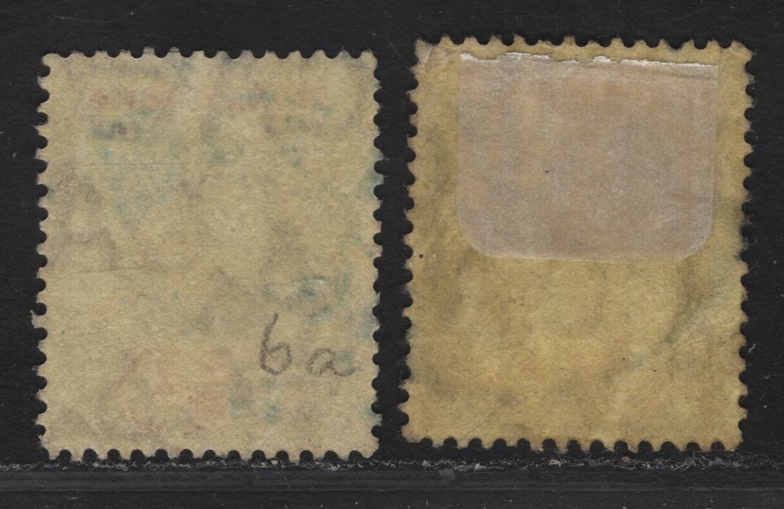 Lot 99 Nigeria SG#6a-b 4d Gray Black & Bright Red - Deep Brownish Gray & Red King George V, 1914-1929 KGV Imperium Keyplate Issue, 2 Fine Used Singles, Thick Deep Yellow & Pale Yellow Papers
