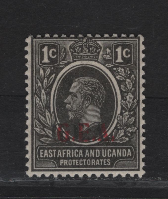 Lot 102 Tanganyika SG#72var 1c Black King George V, 1922 GEA Overprinted Issue, A FOG Single, Double Overprint In Both Black & Red, Unknown Origin, Unlisted In Gibbons.