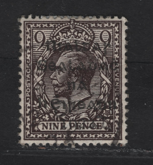 Lot 13 Ireland SG#8 9d Agate King George V, 1922 KGV Profile Heads Issue, A Very Fine Used Single, Showing Faint Black Dollard Overprint