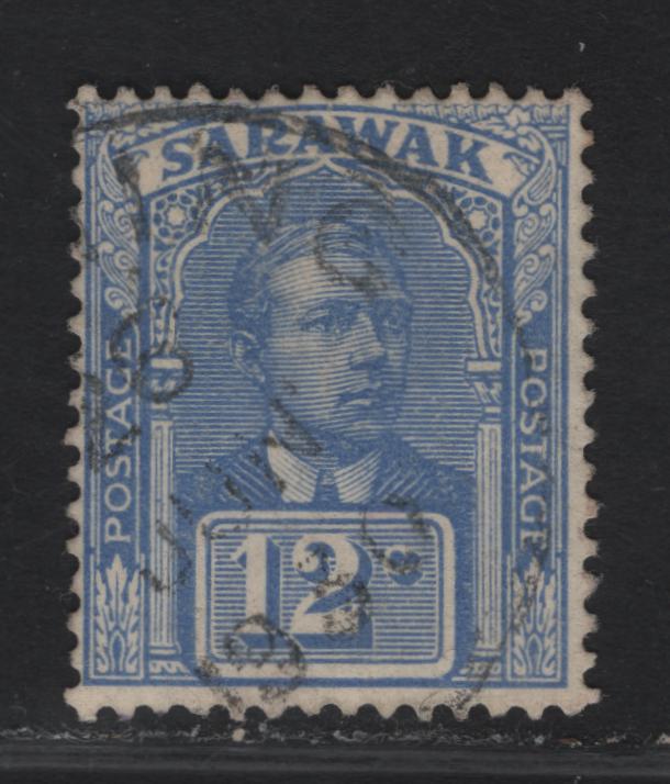Lot 131 Sarawak SG#84 12c - 20c Bright Blue Sir Charles Vyner Brooke, 1928-1929 Sir Charles Vyner Brooke Issue, A Fine Used Single, Multiple Rosettes Wmk
