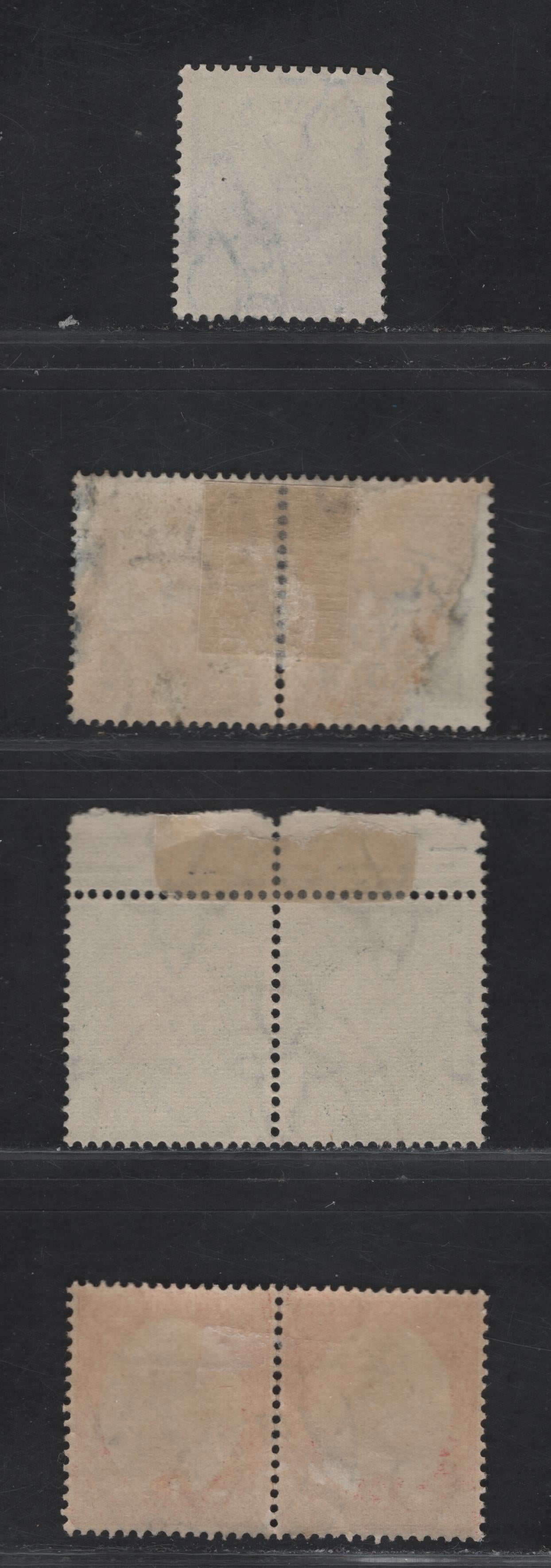 Lot 137 (C) South Africa SG#30, 30ew, 31 1/2d - 1d Black & Green - Black & Carmine Springbok & Van Reebecks Ship, 1926-1927 Pictorial Issue, 4 Fine/Very Fine Used Pairs & Single, Surface Printed, Perfs 14.5x14 & 13.5x14 (Single)