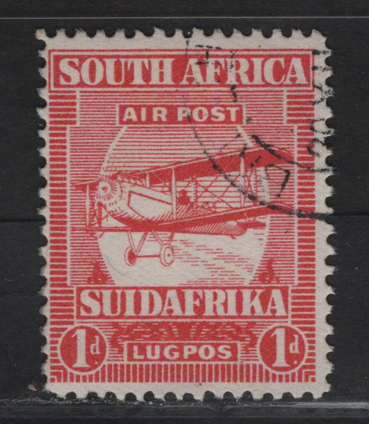 Lot 139 South Africa SG#26 1d Carmine Airplane, 1925 Airmail Issue, A Fine Used Single