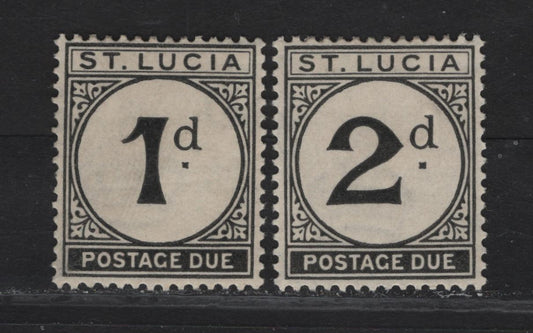 Lot 188 St Lucia SG#D3-D4 1d - 2d Black Numeral, 1933-1947 Postage Dues, 2 VFOG Singles