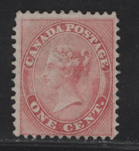 Lot 191 (C) Canada #14iii 1c Rose Queen Victoria, 1859-1864 First Cents Issue, A Fine Used Single, Very Thin Translucent Paper, Perf 11.75x12, Very Light Cancel, Paper Type Cents A.