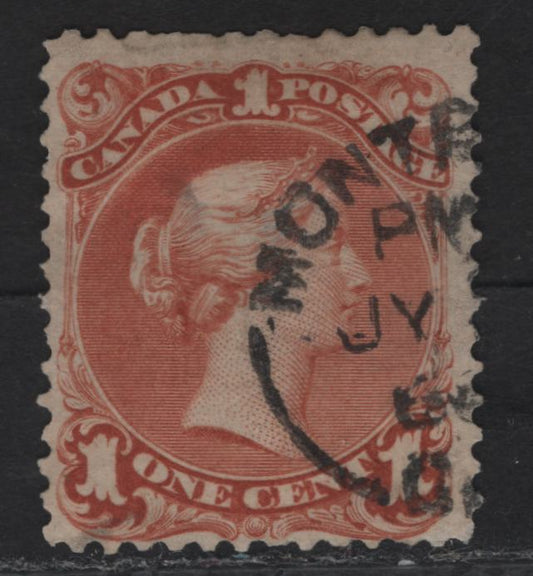 Lot 193 (C) Canada #22 1c Brown Red Queen Victoria, 1868-1876 Large Queen Issue, A Good Used Single, Paper FO-R, Few Short Perfs At Top, Small Corner Crease At UL & 2 Small Pinpoint Thins.
