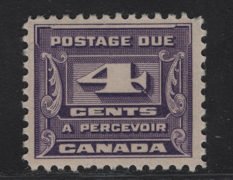 Lot 222 (C) Canada #J13 4c Milky Voilet Numeral, 1933-1934 Postage Due, A FOG Single, Perf 10.8, Paper/Gum BABN-B