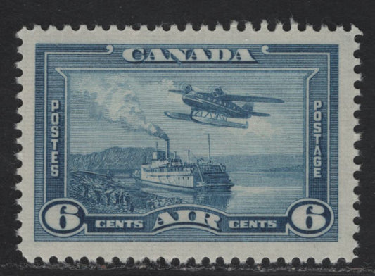 Lot 224 (C) Canada #C6var 6c Dull Blue Monoplane Over Mackenzie River, 1938 Airmail Issue, A VFNH Single, Paper/Gum Type CBN-X, Perf 11.9