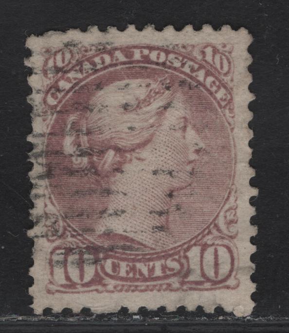Lot 227 (C) Canada #40 10c Dull Rose Lilac Queen Victoria, 1870-1893 Small Queen Issue, A Very Fine Used Single, Mid-Montreal Printing With Large Margins, Paper Type MM-B, Perf 12x12.1.