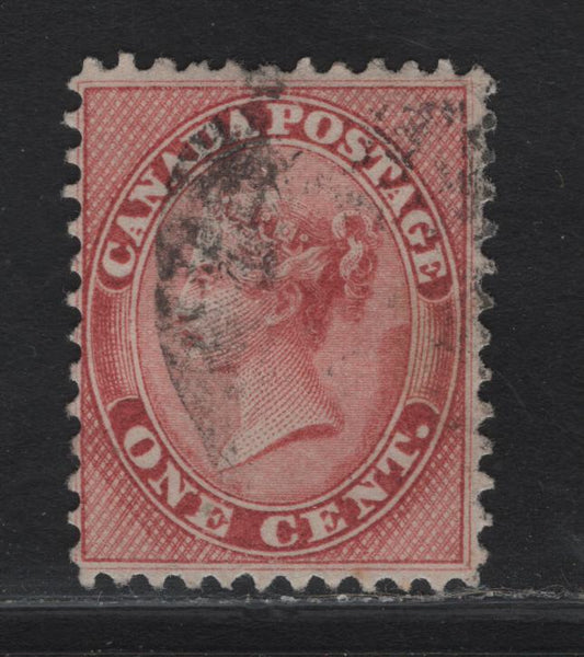Lot 235 (C) Canada SC#14viii 1c Rose Queen Victoria, 1859-1864 First Cents Issue, A VG Used Single Perf. 12 x 11.75 On Paper Type Cents-C