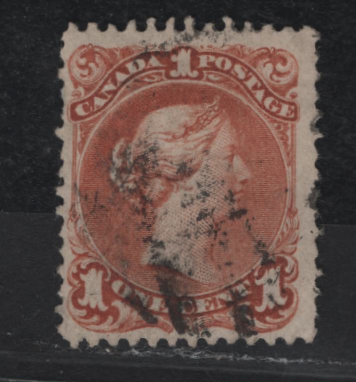 Lot 238 (C) Canada SC#22ii 1c Brown Red Queen Victoria, 1868-1897 Large Queen Issue, A VG Used Single On Paper FO-V (Bothwell/Duckworth Paper 6)