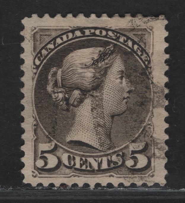 Lot 250 (C) Canada SC#42 5c Brown Black Queen Victoria, 1870-1897 Small Queen Issue, A Fine Used Single Late Second Ottawa Printing On Paper 2O-P, Perf. 12 x 12.1