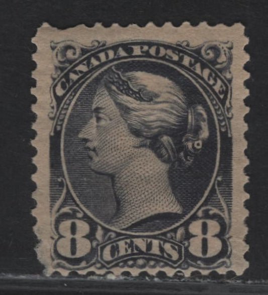 Lot 253 (C) Canada SC#44 8c Violet Black Queen Victoria, 1870-1897 Small Queen Issue, A Fair OG Single Late Second Ottawa Printing On Paper 2O-B, Perf. 12 x 12.2, Some Thinning Along LL Perfs & Small Tear Above DA Of (C) Canada