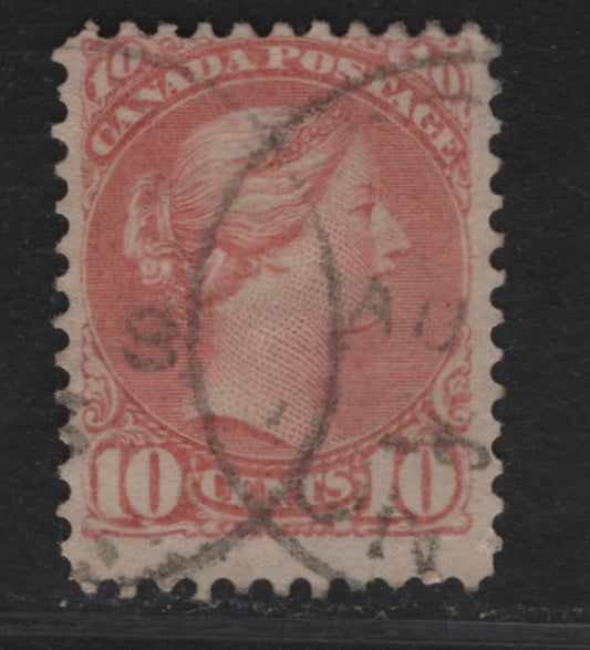 Lot 256 (C) Canada SC#45b 10c Pink Queen Victoria, 1870-1897 Small Queen Issue, A Fine Used Single Late Second Ottawa Printing On Paper LM-A, Perf. 12, August 1896 Cancel