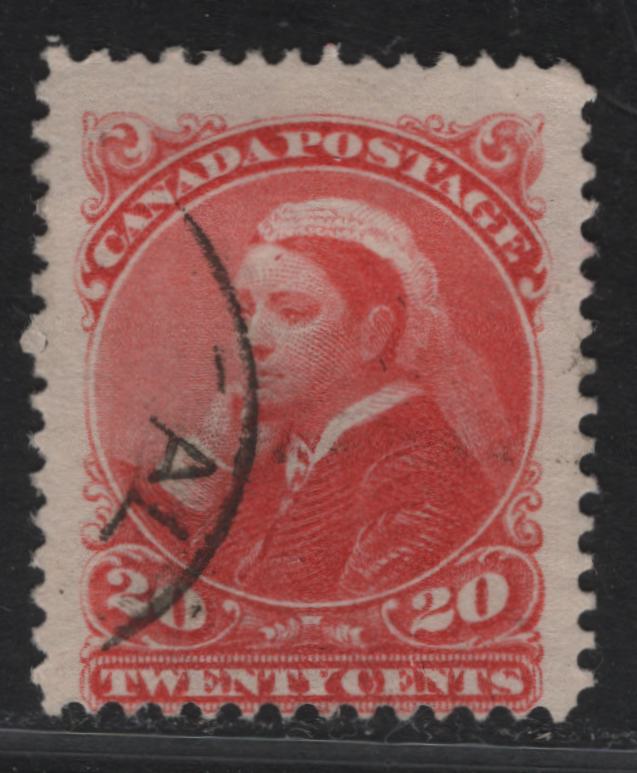 Lot 257 (C) Canada SC#46 20c Vermilion Queen Victoria, 1870-1897 Small Queen Issue, A VG Used Single Mid-Second Ottawa Printing, Perf. 12.2 x 12