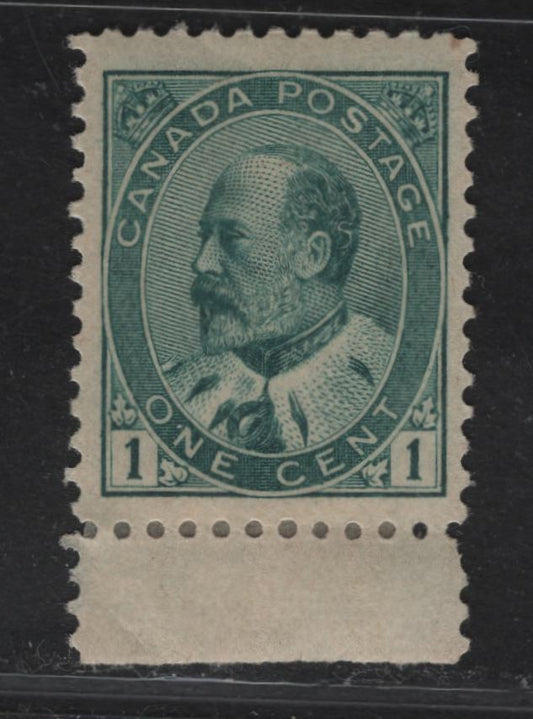 Lot 258 (C) Canada SC#89iii 1c Bluish Green King Edward VII, 1903-1911 King Edward VII Issue, A Fine OG Single On Paper/Gum Type ABN-B, Design Size 17 x 21.5 mm