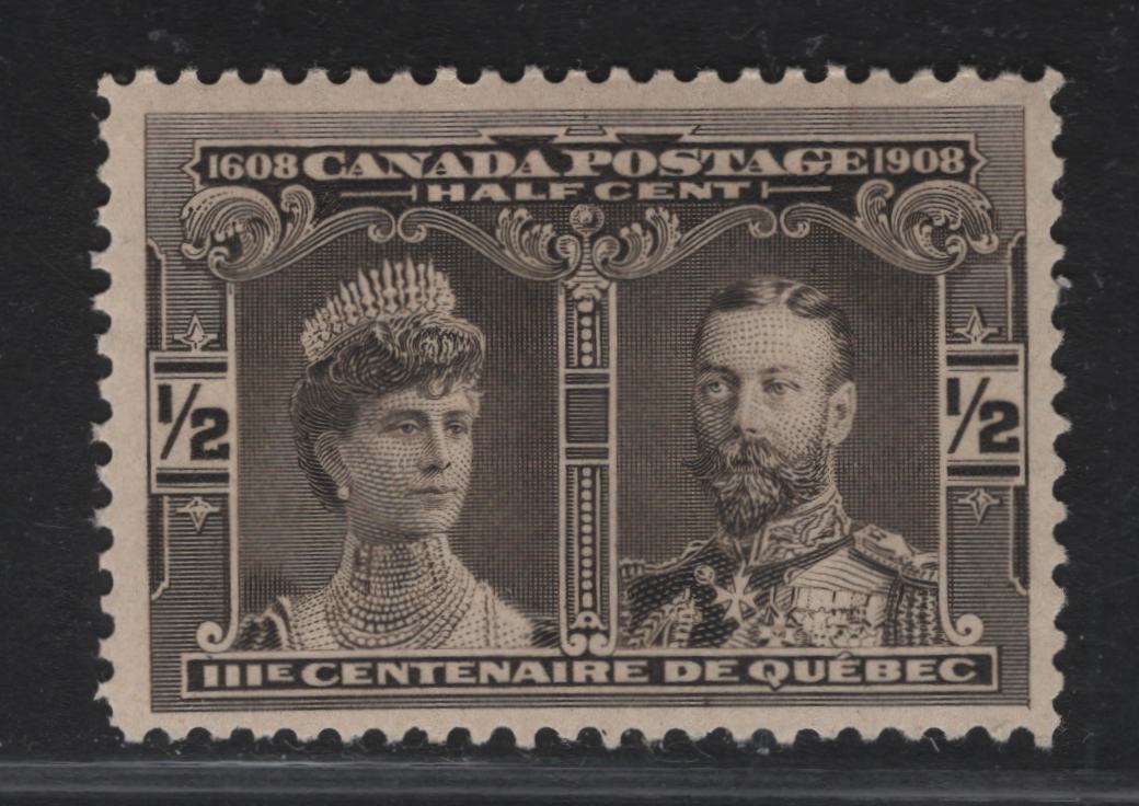Lot 260 (C) Canada SC#96 1/2c Black Brown Prince & Princess Of Wales, 1908 Quebec Tercentenary, A VFOG Single On Paper/Gum Type ABN-B