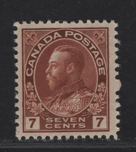 Lot 267 (C) Canada #114 7c Red Brown, 1911-1925 King George V Admiral Issue, A VFOG Single Dry Printing With Weakly Retouched Frameline And Paper/Gum Type ABN-M