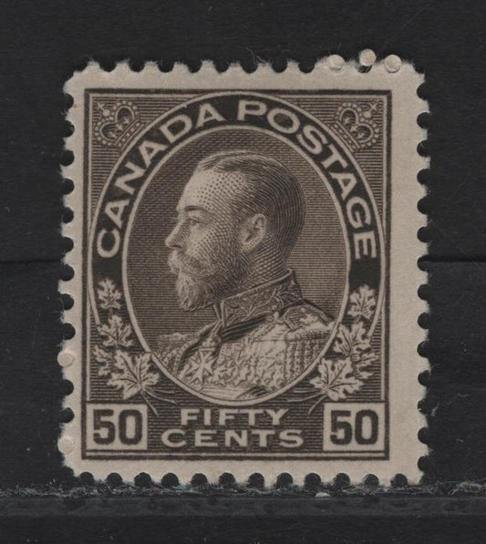 Lot 269 (C) Canada #120 50c Brownish Grey Black, 1911-1925 King George V Admiral Issue, A FOG Single Dry Printing On Paper ABN-G, Showing Re-Drawn Frameline