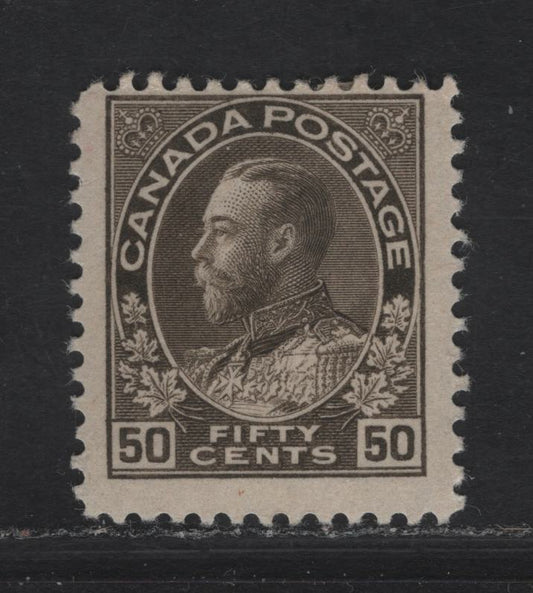 Lot 269A (C) Canada #120 50c Brownish Grey Black, 1911-1925 King George V Admiral Issue, A FOG Single Dry Printing, Retouched Frameline, On Paper/Gum Type ABN-O