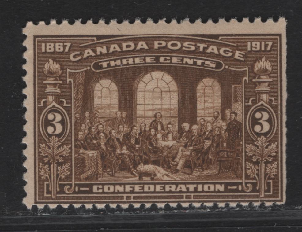 Lot 272 (C) Canada #135 3c Deep Yellowish Brown, 1917 50th Anniversary Of Confederation Issue, A FNH Single NH Single From The Right Side Of The Sheet On Paper ABN-E