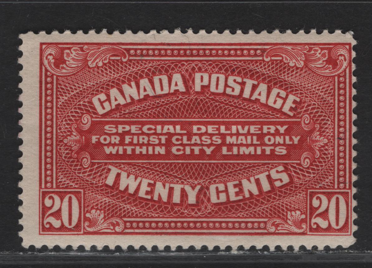 Lot 273 (C) Canada #E2a 20c Carmine, 1922 Special Delivery Stamps Issue, A FOG Single A Wet Printing On Paper/Gum Type ABN-P