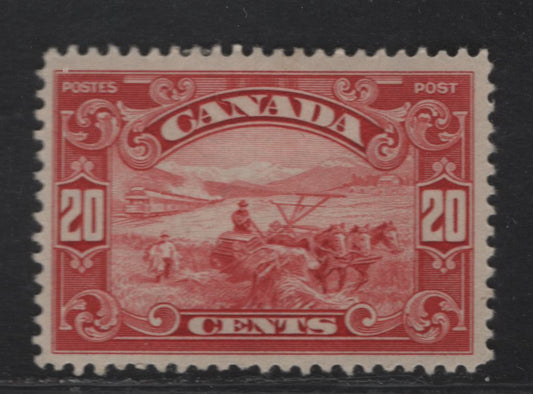Lot 280 (C) Canada SC#157 20c Carmine Harvesting Wheat, 1928-1930 Scroll Issue, A Fine OG Single On Paper/Gum Type ABN-I