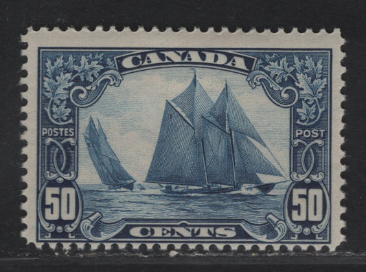 Lot 281 (C) Canada SC#158 50c Dark Blue Bluenose, 1928-1930 Scroll Issue, A Fine OG Single On Paper/Gum Type ABN-Q