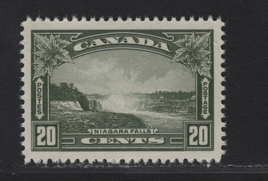 Lot 292 (C) Canada #225 20c Greyish Olive Green Niagra Falls, 1935 King George V Pictorial Issue, A VFNH Single On Paper/Gum Type CBN-GG, Perf 12x11.9