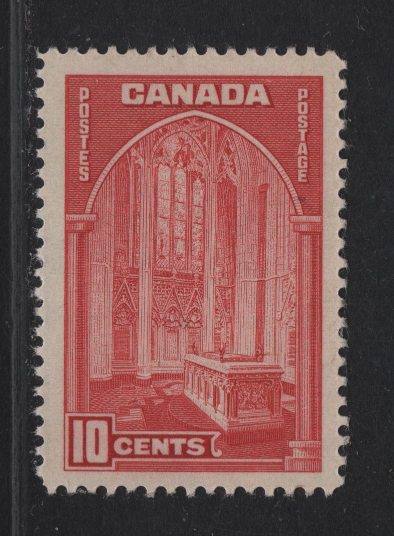 Lot 294 (C) Canada #241 10c Carmine Memorial Chamber, 1938 Pictorial Issue, A VFNH Single On Paper/Gum Type CBN-B, Perf 11.85x12
