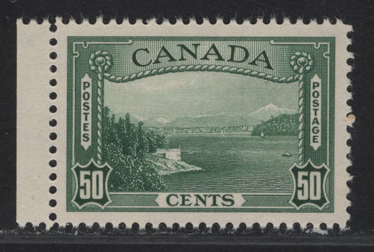 Lot 297 (C) Canada #244 50c Dark Green Vancouver Harbour, 1938 Pictorial Issue, A VFOG Single On Paper/Gum Type CBN-W, Perf 11.9