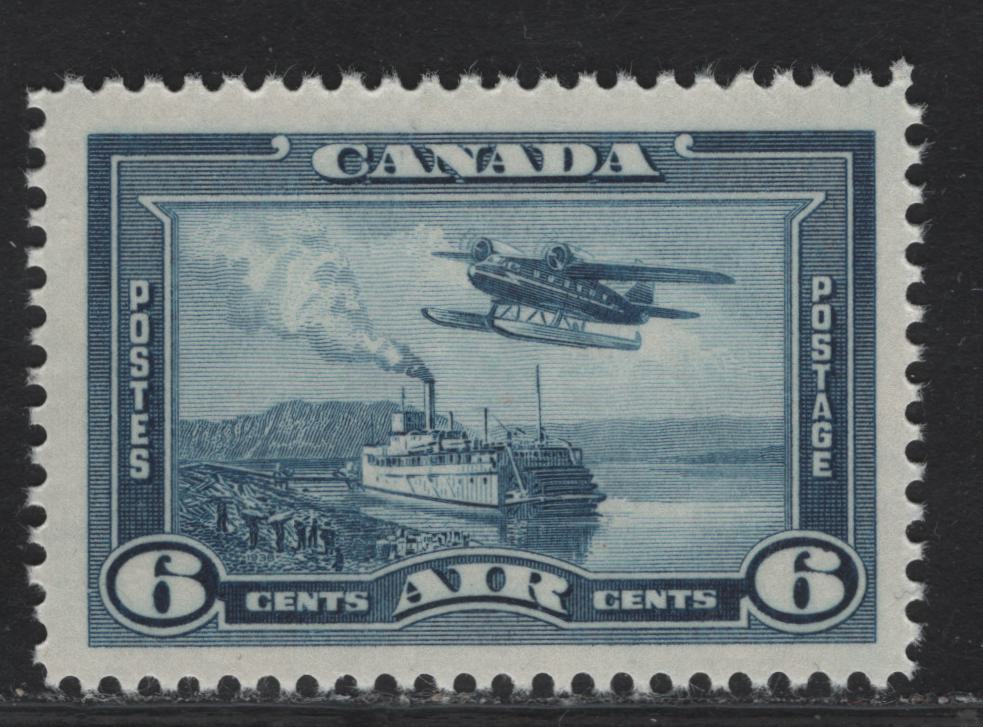Lot 301 Canada #C6 6c Deep SteelBlue Monoplane Over Mackenzie River, 1938 Airmail Issue, A FNH Single, CBN-N Paper/Gum, Perf 12