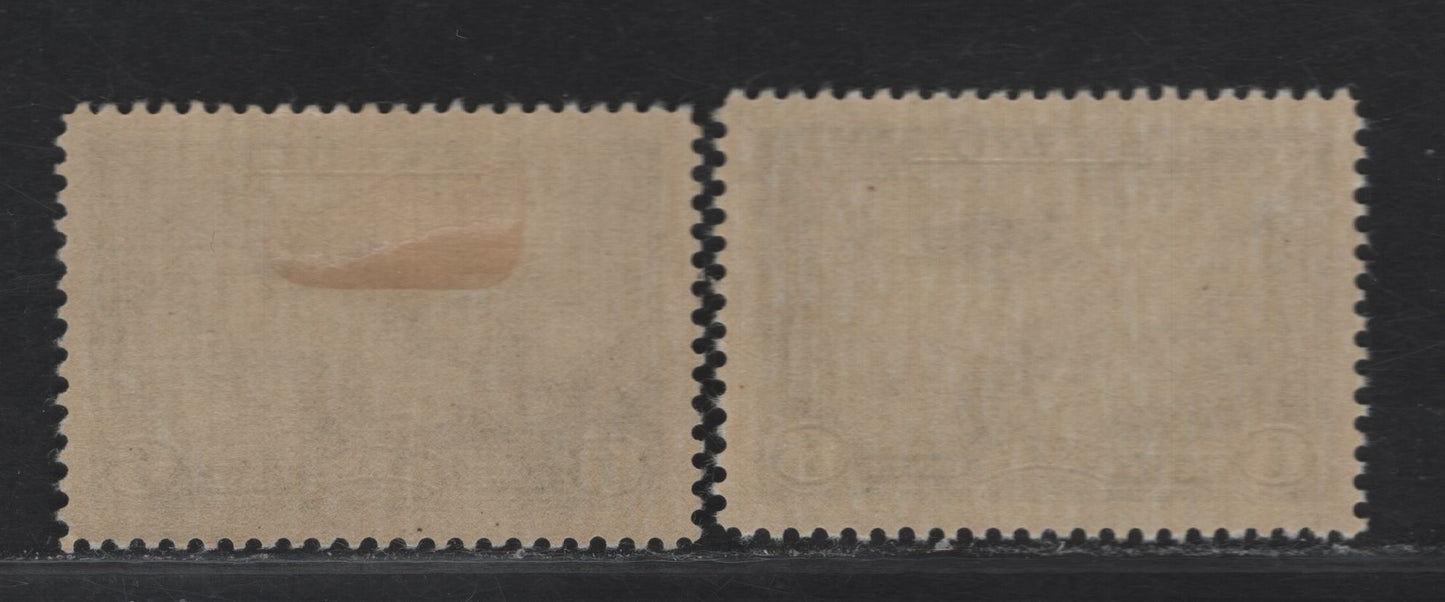 Lot 304 Canada #C6 6c Blue - Deep Dull Blue Monoplane Over Mackenzie River, 1938 Airmail Issue, 2 VFOG Singles, CBN-X Paper/Gum, Perfs 11.9x12 & 11.95x11.9